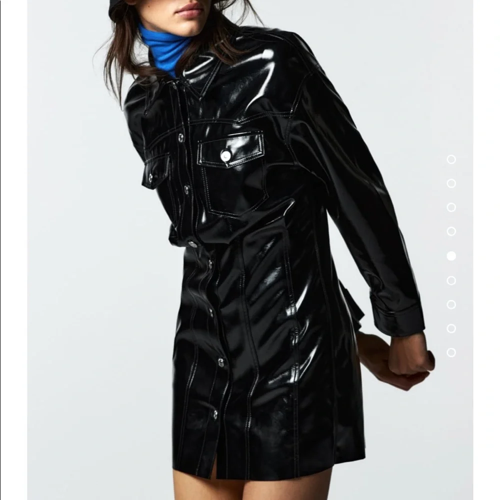 NWT ZARA Faux Leather Dress XS - Picture 6 of 8